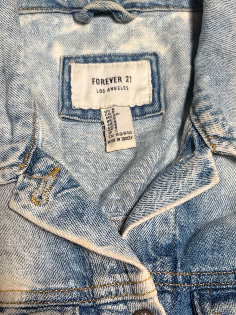 Forever 21 Light Wash Acid Denim Jacket - Blue - Picture 5 of 5